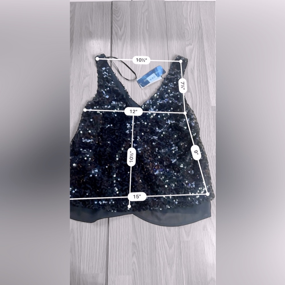 NWT Women’s Black Sequin Tank Top - Picture 6 of 8
